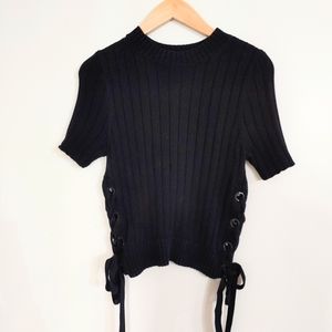 Black short sleeve sweater